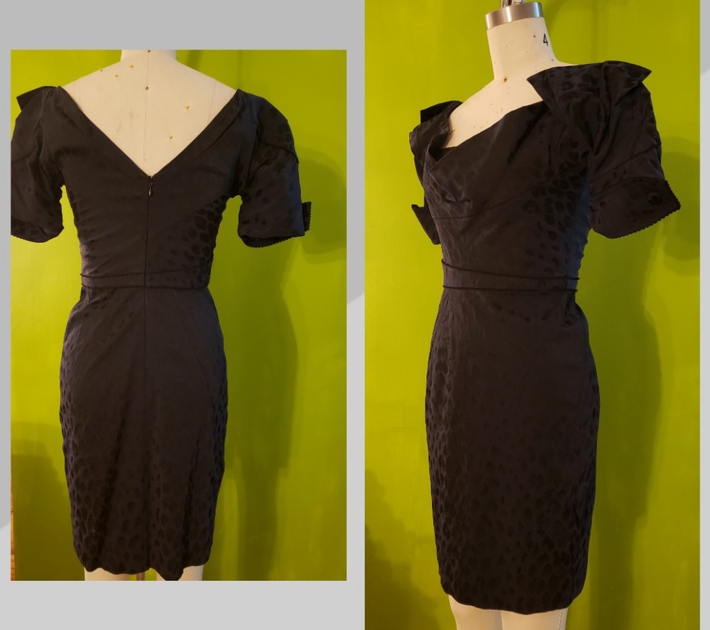 Zac Posen Asymmetrical Navy Animal Print Dress - Picture 1 of 8